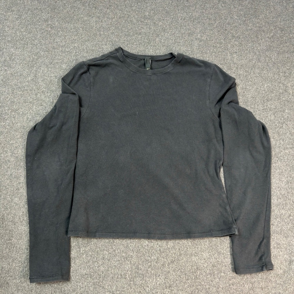 SKIMS Cotton Jersey Long Sleeve T-Shirt Onyx Black Crewneck Size Large